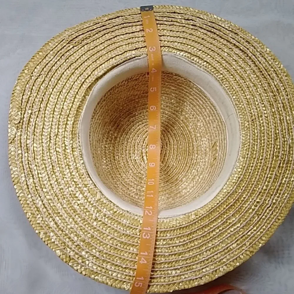 VINTAGE 58CM STRAW HANDMADE WOMEN HAT - Picture 4 of 7